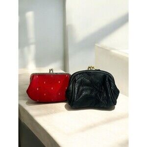 Vtg Pair Coin Purses St Thomas Red W/ Gold & Black RGA Access. Change Holders